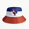 Three-color reversible bucket hat with Gallic rooster print for soccer fans - Gallic Rooster France Tri-color Patchwork Style