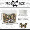 Size guide for 12pcs 3D skull rose butterfly stickers with double-sided tape - Dark Skull Hand and Pumpkin (PY16007)
