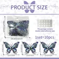 Size chart for 10pcs skull rose 3D butterfly wall stickers with adhesive tape measurements - Purple and Teal Skull (PY17500)