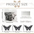 Detail of 3D skull rose butterfly wall decals including 10 pieces and double-sided adhesive - Black White and Grey Skull (PY17504)