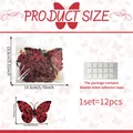 Macro view of 3D skull rose butterfly wall stickers set with 12 pieces and adhesive tape - Red and Black 3D Butterfly (PY18014)