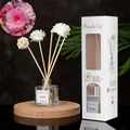 Jasmine reed diffuser set with white paper flowers and square glass bottle in gift box - Cherry Blossom Best Seller