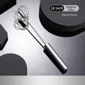 Semi-automatic stainless steel egg whisk 10 inch 26cm rotatable manual mixer - 10 Inch Stainless Steel Handle (26cmx6cm) / Silver