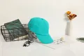 Minimalist turquoise cotton canvas baseball cap with curved brim for men and women - One Size / Emerald