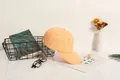 Minimalist soft top baseball cap in cream orange cotton with adjustable metal buckle - One Size / Orange