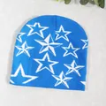 Gorro de punto azul de moda con patrones de estrellas blancas estilo Y2K unisex - Azul Zafiro