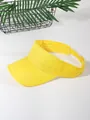 Unisex bright yellow sun visor hat with adjustable strap for outdoor sports - Yellow