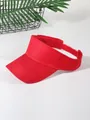 Solid vibrant red sun visor hat for summer outdoor activities with adjustable strap - Red