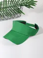 Neon green canvas sun visor hat with adjustable velcro strap for outdoor sports - Green