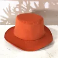 Unisex outdoor orange cotton canvas sun hat for hiking and camping with wide brim - One Size / Caramel color