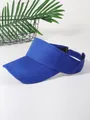 Dark blue adjustable sun visor hat made of canvas for summer outdoor protection - Dark Blue