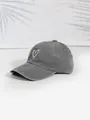Washed dark grey baseball cap with white heart embroidery in high-quality cotton - One Size / Gray