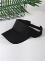Classic black visor hat with adjustable strap for outdoor sun protection - Black