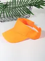 Classic bright orange sun visor hat with wide brim and adjustable strap for summer - Orange