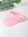 Pink sun visor hat with adjustable strap and cotton twill texture for summer sports - Pink