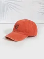 Retro orange cotton baseball cap with black heart embroidery and sun shadow detail - One Size / Orange