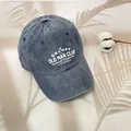 Dark blue washed denim baseball cap featuring white Grumpy Old Man Club vintage text - One Size / Navy Blue