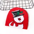 Winter knit hat featuring a festive snowman jacquard pattern on vibrant red fabric - One Size / Red Hat Snowman