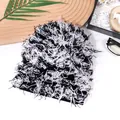 Stylish black and white contrast fuzzy knit beanie with soft plush fringe texture - One Size / Black and White