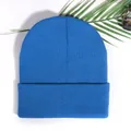 Modern bright blue cuffed knit beanie hat made of soft acrylic for autumn and winter - Teal