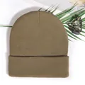 Classic ribbed knit cuffed beanie in a soft khaki brown finish for autumn and winter - Camel