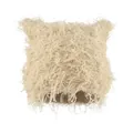 Cute beige cat ear fluffy knit beanie with soft plush texture for winter warmth - One Size / Beige