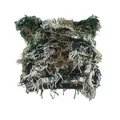 Fuzzy cat ear knit beanie with green jungle camouflage pattern and frayed tassel texture - One Size / Green Camouflage