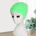 Neon green fuzzy knit beanie featuring a shaggy mohair texture for winter warmth - One Size / Fluorescent Green