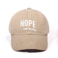 Vintage washed khaki baseball cap featuring white NOPE not today embroidery - Khaki
