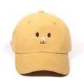 Classic yellow washed cotton baseball cap with cute marmot animal face embroidery - Yellow