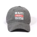 Dark grey washed cotton baseball cap with white and red slogan print and curved brim - Black