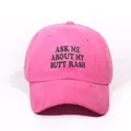 Dunkelrosa Baseballkappe aus gewaschenem Denim mit ASK ME Slogan für Damen und Herren - Einheitsgröße / Fuchsia