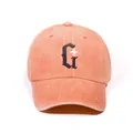 Washed cotton baseball cap in peach pink with Gothic G embroidery and star detail - One Size / Orange