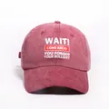 Washed dark red baseball cap with white smile and slogan print for men and women - Burgundy
