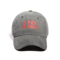 Unisex washed cotton baseball cap in charcoal grey with red I PEE IN POOLS text - Dark Green