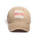 Classic khaki washed cotton baseball cap featuring bold text print and curved brim - Khaki