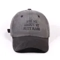 Two-tone washed denim baseball cap in grey and black with ASK ME print for men and women - One Size / Black
