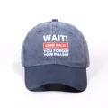 Washed blue baseball cap with two-tone brim and humorous white graphic print - Navy Blue