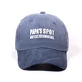Navy blue washed cotton baseball cap with white PAPA'S SPOT print lettering - One Size / Navy Blue
