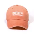 Washed cotton baseball cap in brick orange with Papa's Spot letter print on white background - One Size / Orange