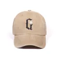 Cappellino da baseball lavato kaki con ricamo lettera G gotica e stella per adulti - Taglia unica / Cachi