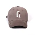 Dark brown washed cotton baseball cap with white gothic letter G and star embroidery - One Size / Coffee