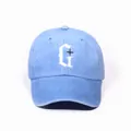 Light blue washed denim baseball cap with gothic G and black star embroidery - One Size / Blue