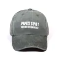 Washed cotton baseball cap in charcoal grey with white PAPA'S SPOT letter printing - One Size / Dark Green