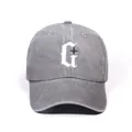 Unisex washed grey baseball cap with gothic white G embroidery and star detail - One Size / Gray