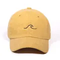 Casquette de baseball classique jaune moutarde délavée avec broderie vague minimaliste - Taille unique / Jaune
