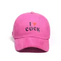 Pink washed cotton baseball cap with I Love Cocktails print and curved brim - One Size / Rose Red