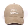 Khaki washed cotton baseball cap with white The Fish Whisperer embroidery - Khaki