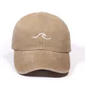 Khaki gewassen katoenen honkbalpet met golfborduurwerk voor een casual sportieve look - Eén maat / Khaki