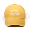 Yellow washed cotton baseball cap with THE FISH WHISPERER print for men and women - Yellow